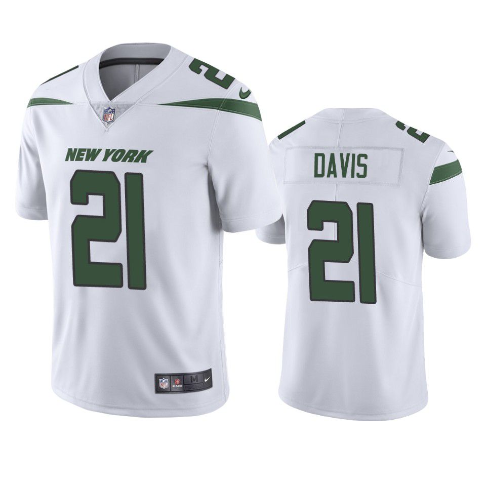 Men New York Jets #21 Ashtyn Davis Nike White Limited NFL Jersey